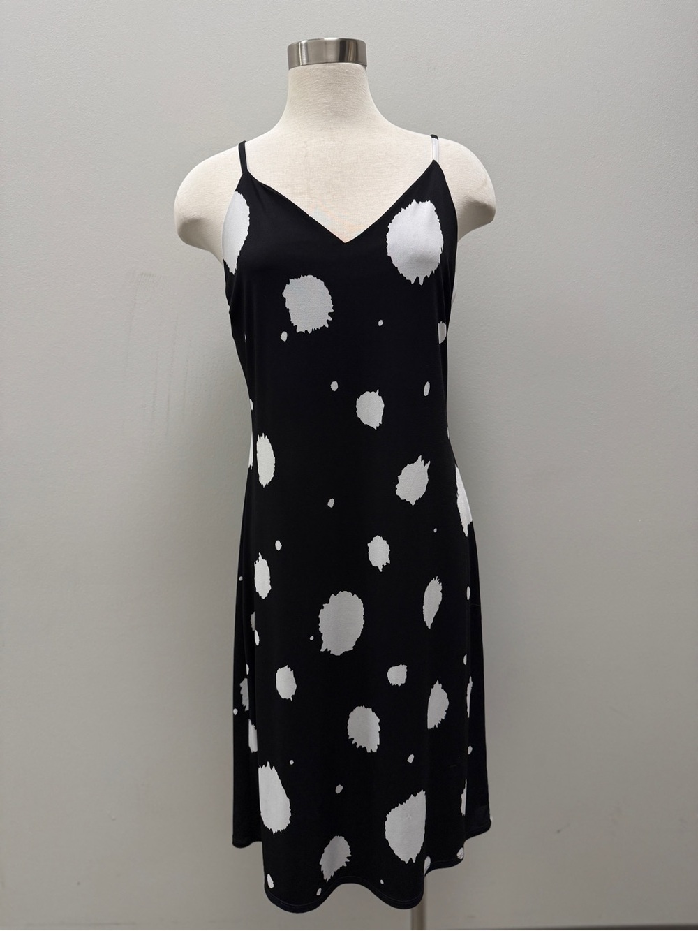 Gilli Black Slip Dress with White Polka Dots